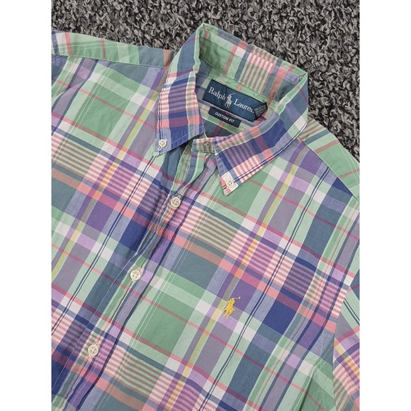 Ralph Lauren Other - Ralph Lauren Custom Fit Button Down Shirt‎ Mens Medium Blue Plaid Short Sleeve